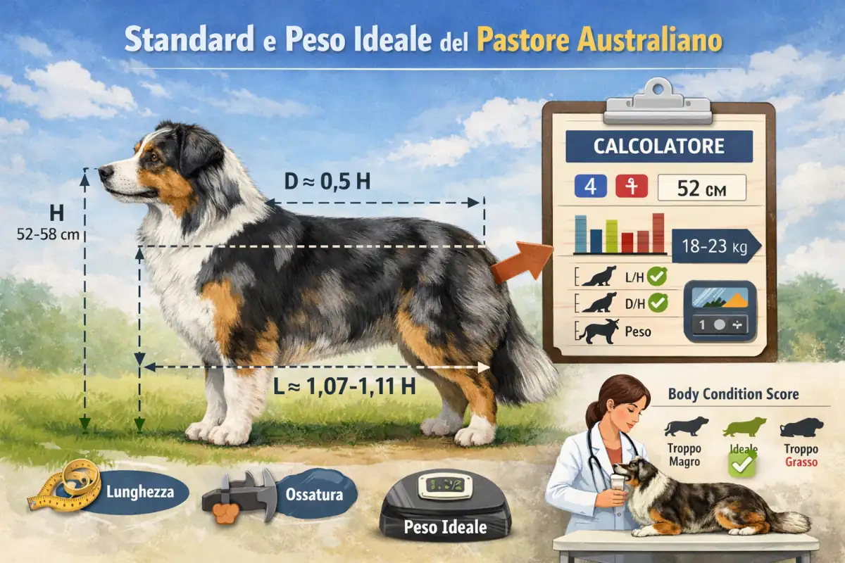 Fotografia tematica dedicata al calcolo dell’energia metabolizzabile nel cibo per cani. Sono presenti crocchette, una calcolatrice, un blocco note con formule (Modified Atwater e NRC 2006) e un grafico ad anello che rappresenta la distribuzione energetica tra proteine, grassi e carboidrati (PER, FER, CER).