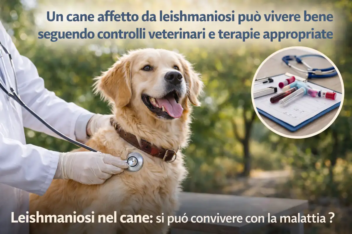 Cane sottoposto a controllo veterinario per la gestione della leishmaniosi, malattia parassitaria che può essere controllata nel tempo con diagnosi precoce e monitoraggio clinico.